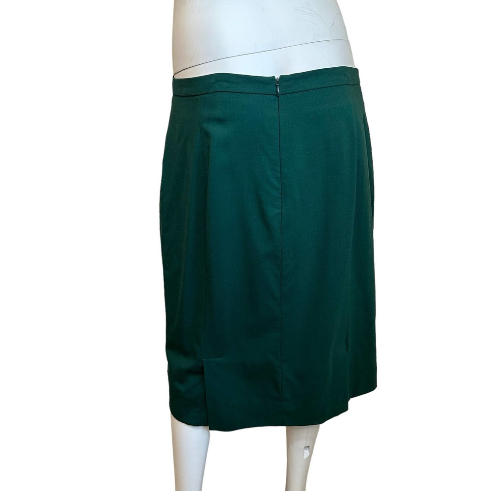 M.M. LAFLEUR Green Pencil Washable Wool Skirt sz 14 - Picture 2 of 6